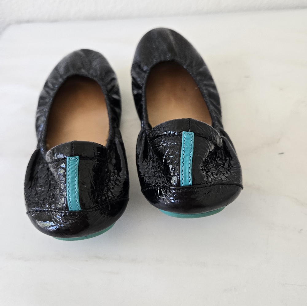 TIEKS Obsidian Shiny Patent Leather Black Ballet Flats Shoes size 10 - Picture 6 of 16
